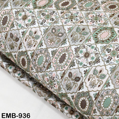 Ivory Embroidery Fabric by the yard Sewing Crafting Indian Wedding Dress Regency Reticules Victorian Handbags Marie Antoinette Junk Journals