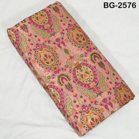 Pink Brocade Fabric by the Yard Historic Costume Indian Banarasi Wedding Dresses Material Knee Length Coat Sewing Upholstery Drapery