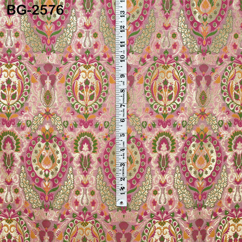 Pink Brocade Fabric by the Yard Historic Costume Indian Banarasi Wedding Dresses Material Knee Length Coat Sewing Upholstery Drapery