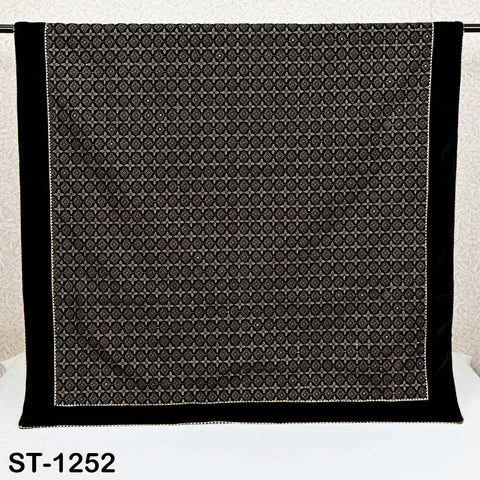 Black Velvet Embroidered Shawl Dupatta for Bridal Wear, Wedding Stole, Groom Sherwani Heavy Geometric Embroidery Scarf, Festive Wrap
