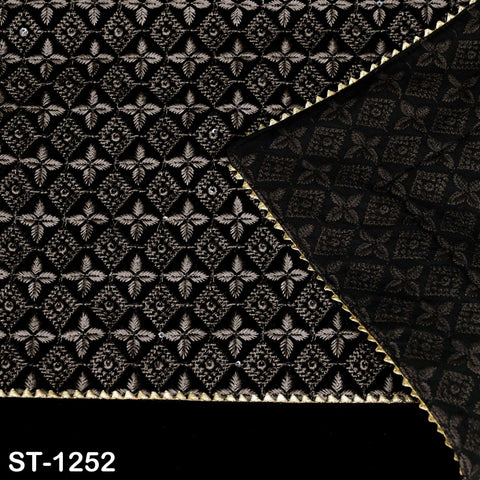 Black Velvet Embroidered Shawl Dupatta for Bridal Wear, Wedding Stole, Groom Sherwani Heavy Geometric Embroidery Scarf, Festive Wrap