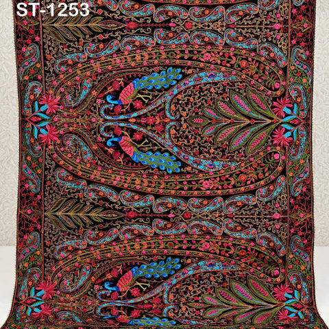 Black Velvet Embroidered Shawl Dupatta for Groom Sherwani, Bridal Wear, Wedding Stole, Heavy Peacock Embroidery Scarf, Festive Wrap