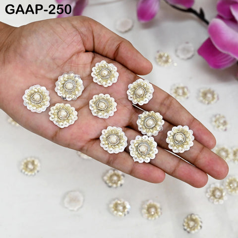 50 Handmade Sequin Flower Appliques (2 cm) : Indian Sewing Patches, DIY Embellishments