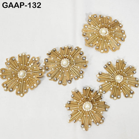 10 pc Tube Bead Floral Patch, 3 inch Appliques Handmade Sew on Dress Indian Decorative DIY Crafting Accessory Home Décor Embellishments