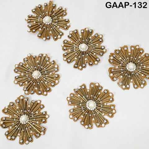 10 pc Tube Bead Floral Patch, 3 inch Appliques Handmade Sew on Dress Indian Decorative DIY Crafting Accessory Home Décor Embellishments