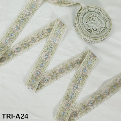 9 Yard Ivory 4 cm Embroidery Trims Ribbon Indian Sari Border Embroidered Crafting Sewing Costume Tote Bags Tablecloth Lampshade Home Decor