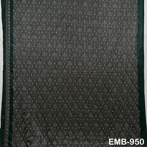 Green Indian Embroidered Velvet Fabric by the yard Sewing DIY Crafting Wedding Shift Dresses Theatrical Costumes Longline Jackets Waistcoat