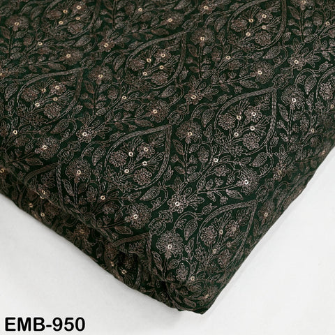 Green Indian Embroidered Velvet Fabric by the yard Sewing DIY Crafting Wedding Shift Dresses Theatrical Costumes Longline Jackets Waistcoat