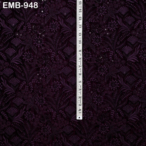 Wine Indian Embroidered Velvet Fabric by the yard Sewing DIY Crafting Wedding Shift Dresses Theatrical Costumes Longline Jackets Waistcoat