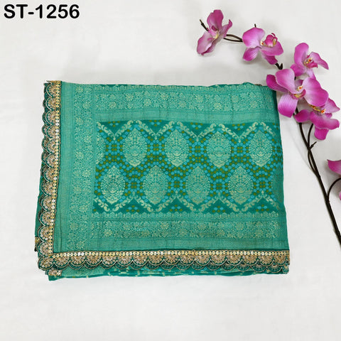 Indian Green Bandhani Brocade Dupatta 2.3 Meter – Heavy Banarasi Tie-Dye Stole for Bridal, Wedding, Festive & Ethnic Wear