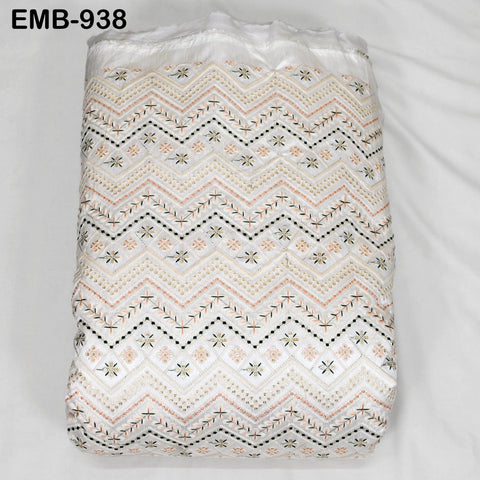 Embroidered Fabric by the yard Sewing DIY Crafting Indian Black Embroidery Wedding Dress Costumes Dolls Cushion Covers Table Runner Blouses