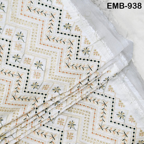 Embroidered Fabric by the yard Sewing DIY Crafting Indian Black Embroidery Wedding Dress Costumes Dolls Cushion Covers Table Runner Blouses