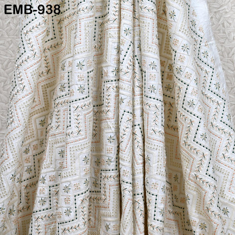 Embroidered Fabric by the yard Sewing DIY Crafting Indian Black Embroidery Wedding Dress Costumes Dolls Cushion Covers Table Runner Blouses