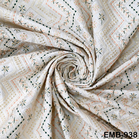 Embroidered Fabric by the yard Sewing DIY Crafting Indian Black Embroidery Wedding Dress Costumes Dolls Cushion Covers Table Runner Blouses