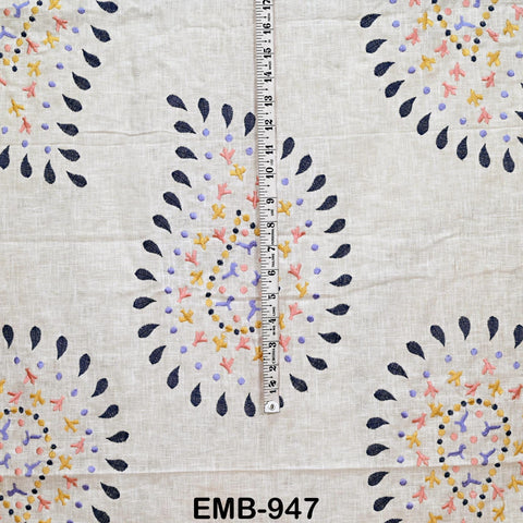 52'' Embroidered Linen fabric by the yard Pure Natural Linen Embroidery Kids and Women Summer Dress, Shorts, Skirts, Bottoms, Craft Sewing