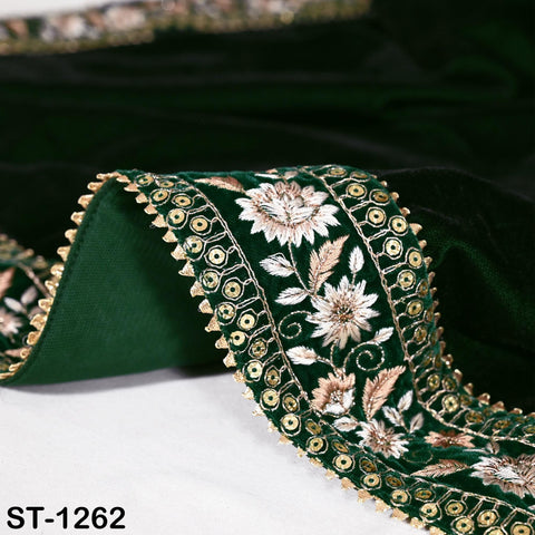 Green Velvet Shawl Designer Dupatta Embroidery on edge Gift for Women Indian Embroidered Chunni Bridal Veil Lehenga Festival Punjabi Wedding