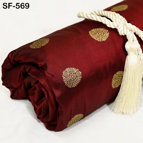 70gsm Pure Mysore Silk Fabric by The Yard Brocade Zari Indian Wedding Dress Bridesmaids Costumes Blouses Pants Home Decor Burgundy