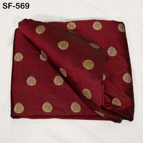 70gsm Pure Mysore Silk Fabric by The Yard Brocade Zari Indian Wedding Dress Bridesmaids Costumes Blouses Pants Home Decor Burgundy