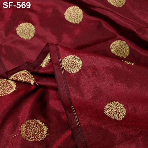 70gsm Pure Mysore Silk Fabric by The Yard Brocade Zari Indian Wedding Dress Bridesmaids Costumes Blouses Pants Home Decor Burgundy
