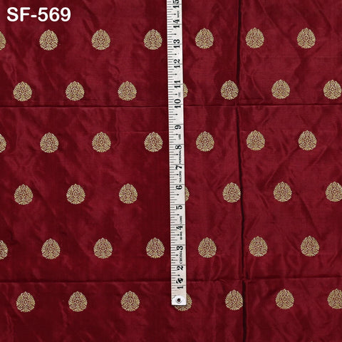 70gsm Pure Mysore Silk Fabric by The Yard Brocade Zari Indian Wedding Dress Bridesmaids Costumes Blouses Pants Home Decor Burgundy