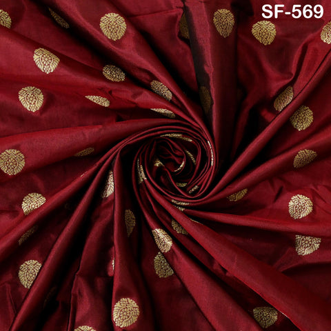 70gsm Pure Mysore Silk Fabric by The Yard Brocade Zari Indian Wedding Dress Bridesmaids Costumes Blouses Pants Home Decor Burgundy