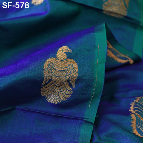 Iridescent Pure Silk Fabric by The Yard Brocade Zari Indian Wedding Dress Bridesmaids Costumes Blouses Pants Home Decor Two Tone 70gsm