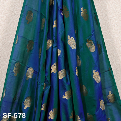 Iridescent Pure Silk Fabric by The Yard Brocade Zari Indian Wedding Dress Bridesmaids Costumes Blouses Pants Home Decor Two Tone 70gsm