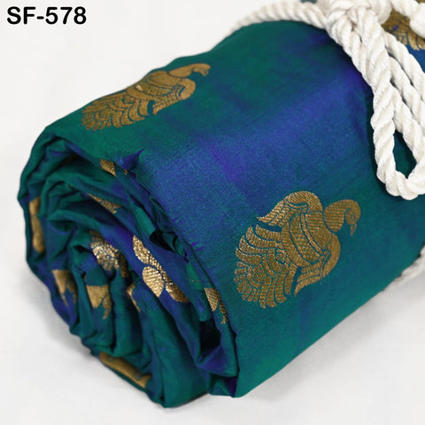 Iridescent Pure Silk Fabric by The Yard Brocade Zari Indian Wedding Dress Bridesmaids Costumes Blouses Pants Home Decor Two Tone 70gsm