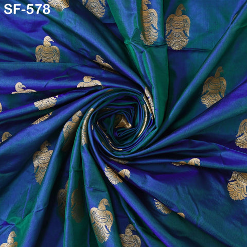 Iridescent Pure Silk Fabric by The Yard Brocade Zari Indian Wedding Dress Bridesmaids Costumes Blouses Pants Home Decor Two Tone 70gsm