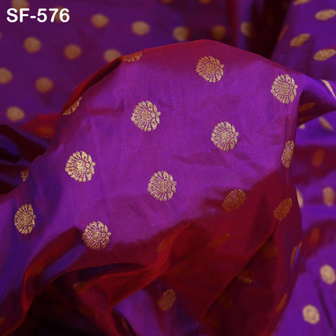 Iridescent Pure Silk Fabric by The Yard Brocade Zari Indian Wedding Dress Bridesmaids Costumes Blouses Pants Home Decor Two Tone 70gsm