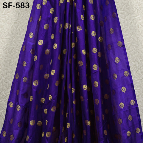 70gsm Pure Mysore Silk Fabric by The Yard Brocade Zari Indian Wedding Dress Bridesmaids Costumes Blouses Pants Home Decor Blue