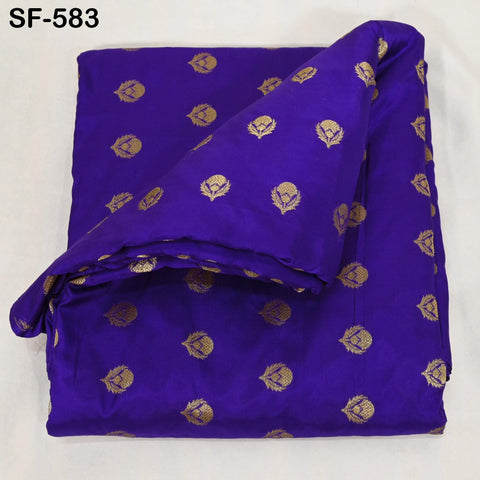 70gsm Pure Mysore Silk Fabric by The Yard Brocade Zari Indian Wedding Dress Bridesmaids Costumes Blouses Pants Home Decor Blue