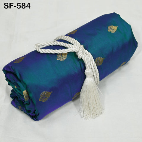 Iridescent Pure Silk Fabric by The Yard Brocade Zari Indian Wedding Dress Bridesmaids Costumes Blouses Pants Home Decor Two Tone 70gsm