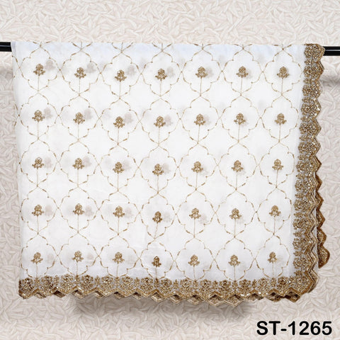 Gold Embroidered Dyeable Dupatta Georgette Sequin, Light Weight Stole, Indian Bride Wedding Lehenga Veil, Women Haldi Dress Chunni Gift her