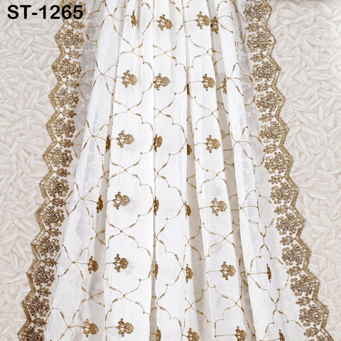 Gold Embroidered Dyeable Dupatta Georgette Sequin, Light Weight Stole, Indian Bride Wedding Lehenga Veil, Women Haldi Dress Chunni Gift her