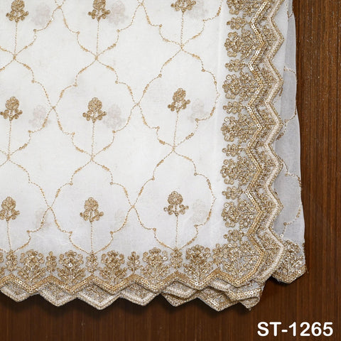 Gold Embroidered Dyeable Dupatta Georgette Sequin, Light Weight Stole, Indian Bride Wedding Lehenga Veil, Women Haldi Dress Chunni Gift her