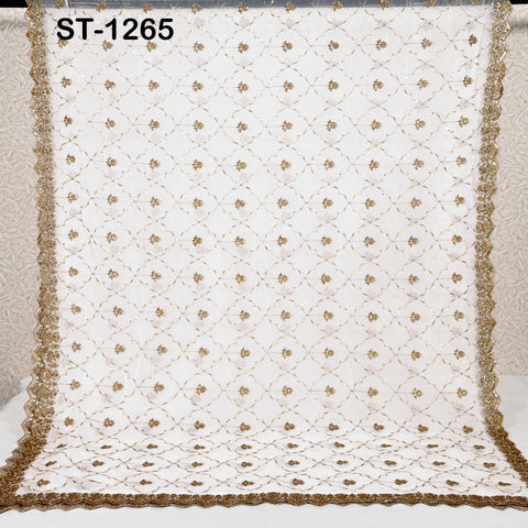 Gold Embroidered Dyeable Dupatta Georgette Sequin, Light Weight Stole, Indian Bride Wedding Lehenga Veil, Women Haldi Dress Chunni Gift her