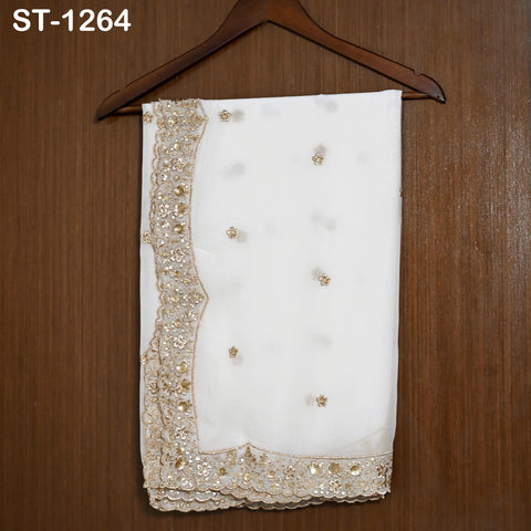 Embroidered Dyeable Dupatta Georgette Gold Sequin, Light Weight Stole, Indian Designer Wedding Lehenga Veil, Women Haldi Dress Chunni Gift