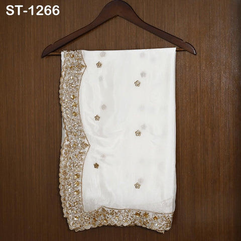 Gold Embroidered Dyeable Dupatta Chiffon Sequin, Light Weight Stole, Indian Bride Wedding Lehenga Veil, Women Haldi Dress Chunni Gift