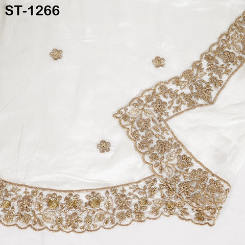 Gold Embroidered Dyeable Dupatta Chiffon Sequin, Light Weight Stole, Indian Bride Wedding Lehenga Veil, Women Haldi Dress Chunni Gift