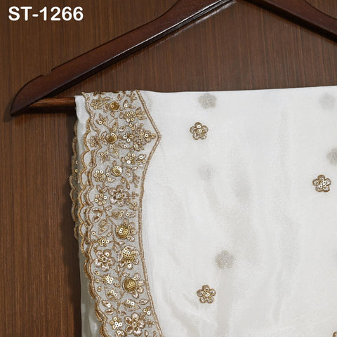 Gold Embroidered Dyeable Dupatta Chiffon Sequin, Light Weight Stole, Indian Bride Wedding Lehenga Veil, Women Haldi Dress Chunni Gift