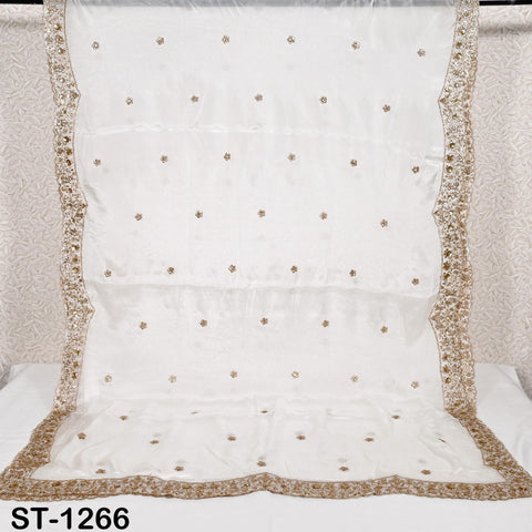 Gold Embroidered Dyeable Dupatta Chiffon Sequin, Light Weight Stole, Indian Bride Wedding Lehenga Veil, Women Haldi Dress Chunni Gift