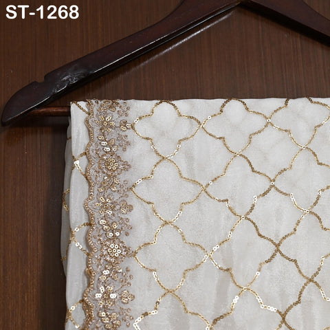 Embroidered Dyeable Dupatta Chiffon Gold Sequin, Light Weight Stole, Indian Designer Wedding Lehenga Veil, Women Haldi Dress Chunni Gift