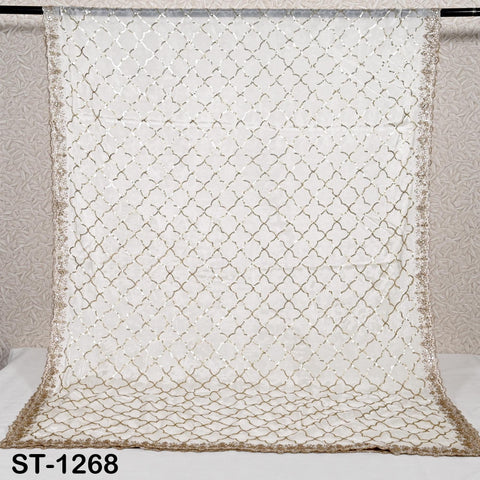 Embroidered Dyeable Dupatta Chiffon Gold Sequin, Light Weight Stole, Indian Designer Wedding Lehenga Veil, Women Haldi Dress Chunni Gift