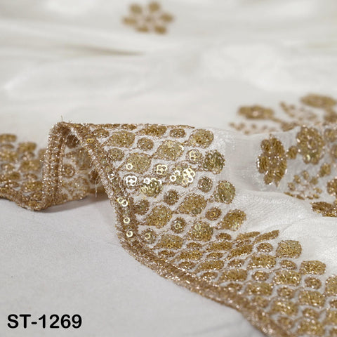 Embroidered Dyeable Dupatta Chiffon Gold Sequin, Light Weight Stole, Indian Bride Wedding Lehenga Veil, Women Mehndi Dress Chunni Gift her