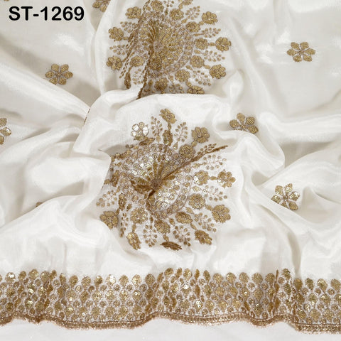 Embroidered Dyeable Dupatta Chiffon Gold Sequin, Light Weight Stole, Indian Bride Wedding Lehenga Veil, Women Mehndi Dress Chunni Gift her