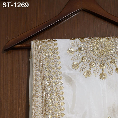 Embroidered Dyeable Dupatta Chiffon Gold Sequin, Light Weight Stole, Indian Bride Wedding Lehenga Veil, Women Mehndi Dress Chunni Gift her