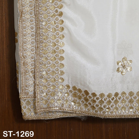 Embroidered Dyeable Dupatta Chiffon Gold Sequin, Light Weight Stole, Indian Bride Wedding Lehenga Veil, Women Mehndi Dress Chunni Gift her