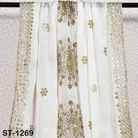 Embroidered Dyeable Dupatta Chiffon Gold Sequin, Light Weight Stole, Indian Bride Wedding Lehenga Veil, Women Mehndi Dress Chunni Gift her