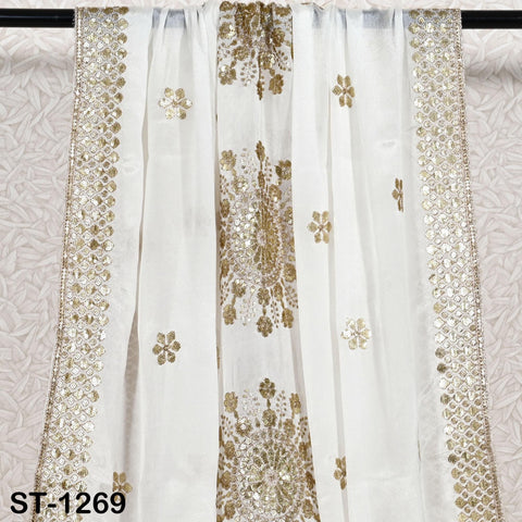 Embroidered Dyeable Dupatta Chiffon Gold Sequin, Light Weight Stole, Indian Bride Wedding Lehenga Veil, Women Mehndi Dress Chunni Gift her